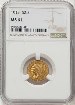 1915 $2.50 Indian Quarter Eagle NGC MS61 (777410030)