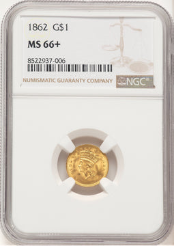 1862 G$1 Gold Dollar NGC MS66+