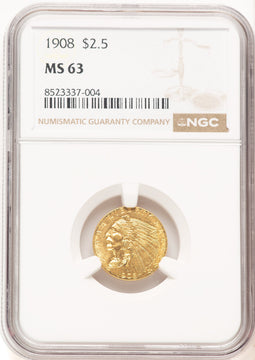 1908 $2.50 Indian Quarter Eagle NGC MS63 (777429084)