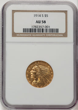 1914-S $5 Indian Half Eagle NGC AU58 (777429089)
