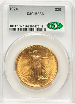 1924 $20 Saint Saint-Gaudens Double Eagle CACG MS66