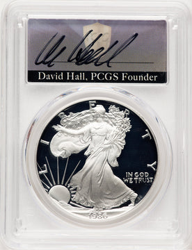 1986-S Proof Silver Eagle 1 oz David Hall PCGS PR70