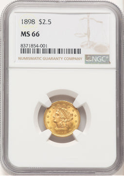1898 $2.50 Liberty Quarter Eagle NGC MS66 (777447007)