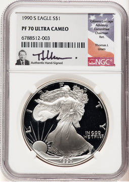 1990-S Proof Silver Eagle 1 oz Thomas Uram NGC PF70