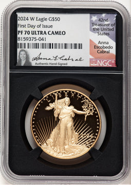 2024-W Proof Gold Eagle 1 oz FDI Anna Cabral NGC MS70