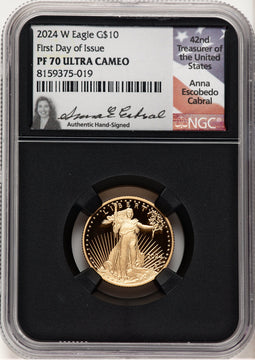 2024-W Proof Gold Eagle 1/4 oz FDI Anna Cabral NGC PF70