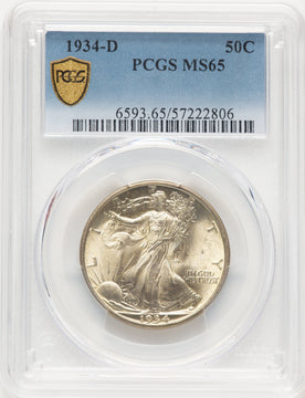 1934-D 50C Walking Liberty Half Dollar PCGS MS65 (777486006)