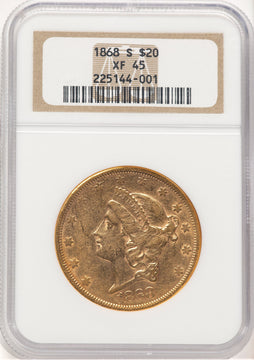 1868-S $20 Liberty Double Eagle NGC XF45
