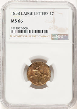 1858 1C Large Letters Flying Eagle Cent NGC MS66 (777493009)
