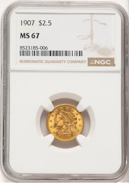 1907 $2.50 Liberty Quarter Eagle NGC MS67 (777539005)
