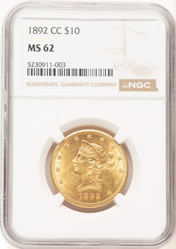 1892-CC $10 Liberty Eagle NGC MS62 (777547004)