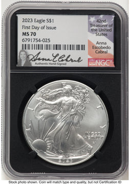 2023 Silver Eagle FDI Anna Cabral NGC MS70