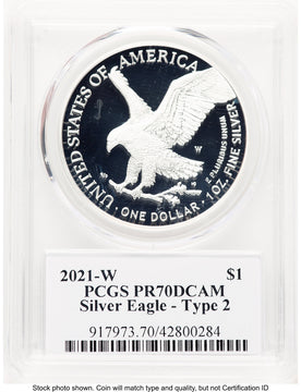 2021-W TY2 Proof Silver Eagle 1 oz David Hall PCGS PR70