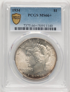 1934 Peace Dollar PCGS MS66+