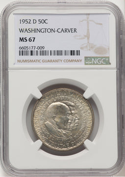 1952-D 50C Washington-Carver Commemorative Silver NGC MS67