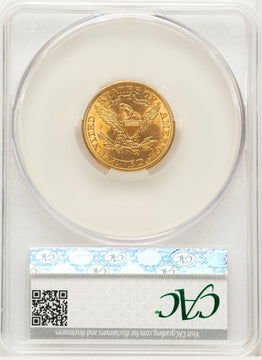1908 $5 Liberty Liberty Half Eagle CACG MS66