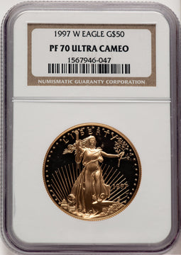 1997-W Gold American Eagle 4-Coin Set Brown Label NGC PF70