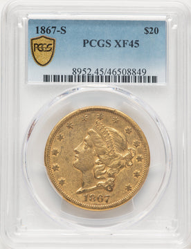 1867-S $20 Liberty Double Eagle PCGS XF45 (777754013)