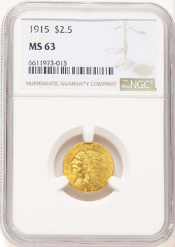 1915 $2.50 Indian Quarter Eagle NGC MS63 (777777016)