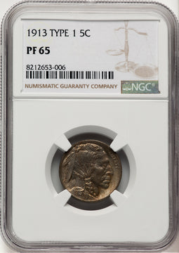 1913 5C T-1 Proof Buffalo Nickel NGC PR65