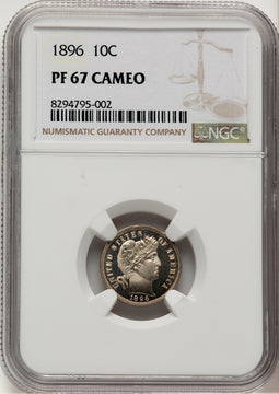 1896 10C CA Proof Barber Dime NGC PR67