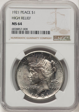 1921 Peace Dollar NGC MS64 (777985020)