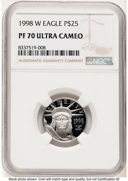 1998-W Proof Platinum Eagle 1/4 oz Brown Label NGC PF70