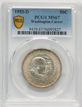 1953-D 50C Washington-Carver Commemorative Silver PCGS MS67