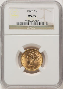 1899 $5 Liberty Half Eagle NGC MS65 (778185050)