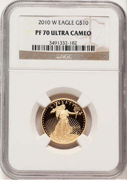2010-W Proof Gold Eagle 1/4 oz Brown Label NGC PF70