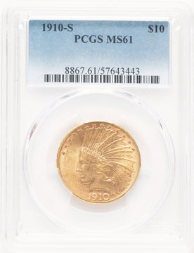 1910-S $10 Indian Eagle PCGS MS61 (778246008)