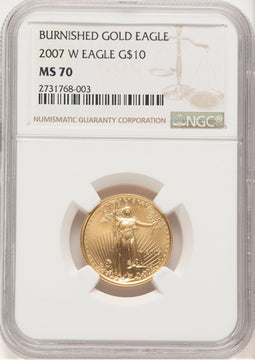 2007-W Burnished Gold Eagle 1/4 oz Brown Label NGC MS70