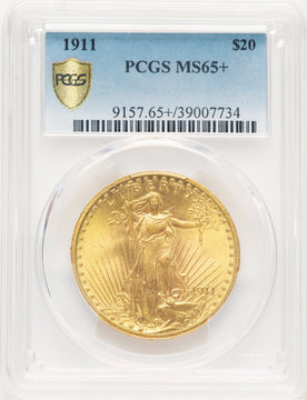 1911 $20 Saint-Gaudens Double Eagle PCGS MS65+