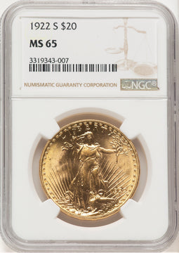 1922-S $20 Saint-Gaudens Double Eagle NGC MS65 (778256029)