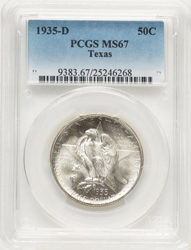 1935-D 50C Texas Commemorative Silver PCGS MS67