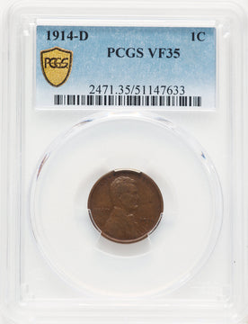 1914-D 1C BN Lincoln Cent PCGS VF35