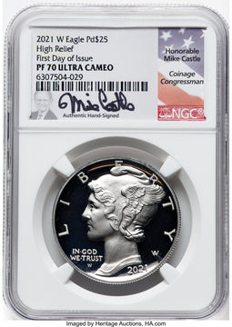 2021-W Palladium Eagle 1 oz FDI Mike Castle NGC PF70 (778428056)