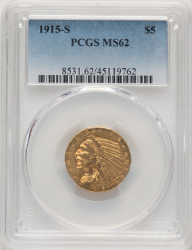 1915-S $5 Indian Half Eagle PCGS MS62 (778436003)