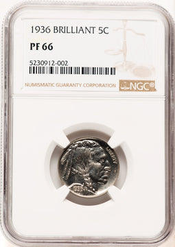 1936 5C Type Two Brilliant Proof Buffalo Nickel NGC PR66