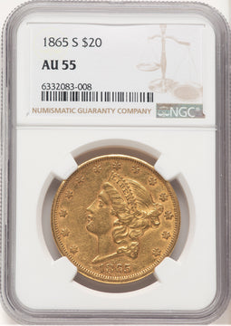 1865-S $20 Liberty Double Eagle NGC AU55 (778532001)