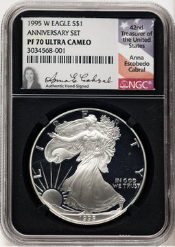 1995-W Proof Silver Eagle 1 oz Anna Cabral NGC PF70