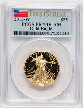 2015-W Proof Gold Eagle 1/2 oz FS Flag PCGS PR70