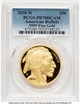 2018-W Proof Gold Buffalo 1 oz Blue Gradient PCGS PR70 (778666021)
