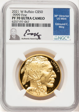 2021-W Proof Gold Buffalo 1 oz NGC PF70 Ed Moy
