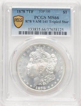 1878 7TFVAM-141 Morgan Dollar PCGS MS66