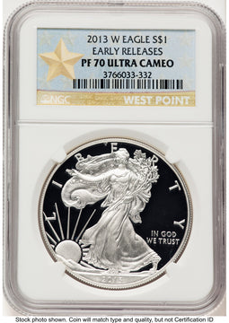 2013-W Proof Silver Eagle 1 oz ER West Point Star Label NGC PF70 (778752032)