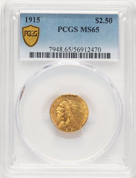 1915 $2.50 Blue Gradient Indian Quarter Eagle PCGS MS65
