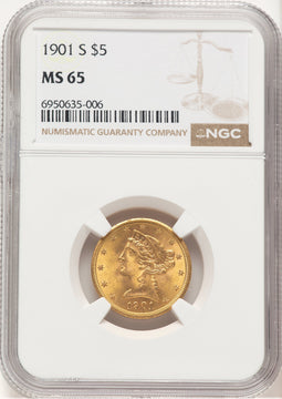 1901-S $5 Liberty Half Eagle NGC MS65 (778842113)