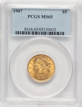1907 $5 Liberty Half Eagle PCGS MS65