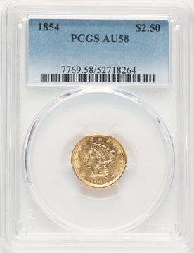 1854 $2.50 Liberty Quarter Eagle PCGS AU58